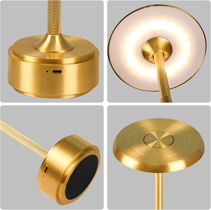 5200mAh Rechargeable Cordless LED Table Lamps Touch Sensor Light, 3-Levels Portable Dimming Wireless Battery Operated Lamp,Night Light/Restaurant Table/Outdoor/Coffee/Bar (Gold Set of 2)