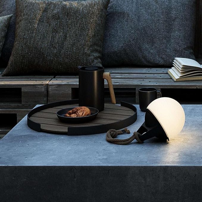 Cordless Smart Bluetooth Danish Design Globe Lamp with Rope,Outdoor Warterproof IP67,APP control Touch control,Adjustable Brightness for Bedroom Living Room Bathroom Camping Restaurant Dimmable Light