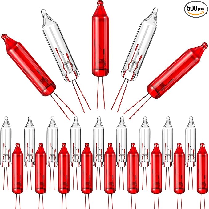 Mudder 500 Pcs Christmas Tree Replacement Light Bulbs 2.5v Christmas Light Bulbs Incandescent Xmas Decorative Replacement String Lights Outdoor Indoor(Red White)
