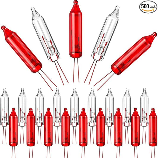 Mudder 500 Pcs Christmas Tree Replacement Light Bulbs 2.5v Christmas Light Bulbs Incandescent Xmas Decorative Replacement String Lights Outdoor Indoor(Red White)