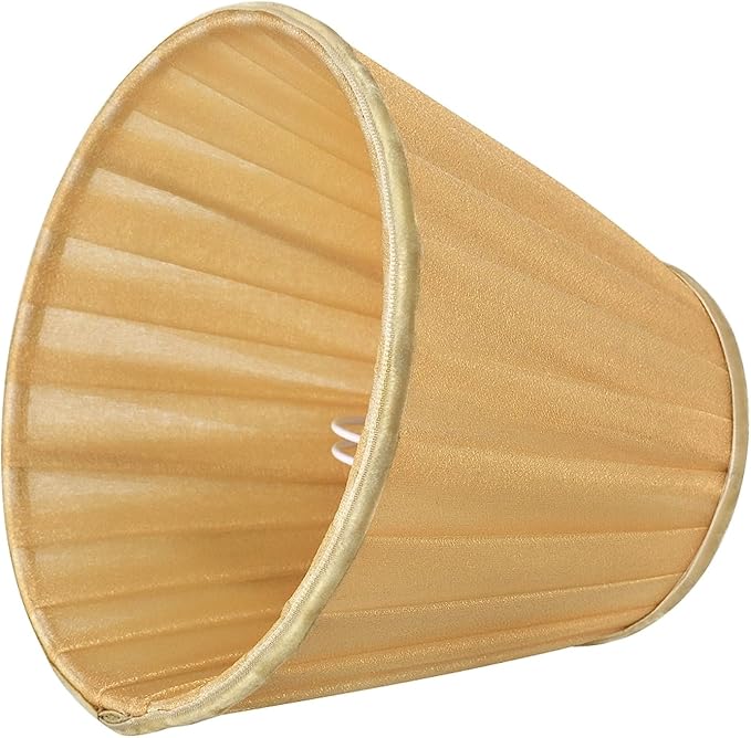 Aspen Creative 33113-6B Small Pleated Empire Shape Chandelier Clip-On Lamp Shade, Gold, 3" Top x 5" Bottom x 4-1/4" Slant, 6 Pack