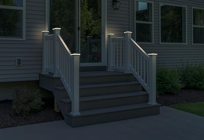 GKOLED Low Voltage Flat Top Post Cap Light, 3W 12V AC/DC, Outdoor Fence Lighting for 3.5'' x 3.5'' and 4.0’' x 4.0’’, 3000K LED Fence Lights for Landscape, Waterproof, Die-cast Aluminum Top, White