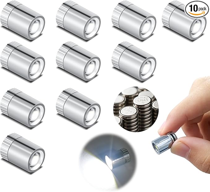 Mini LED Lights, 10 PCS Small Spotlight Battery Operated Tiny SMD Lamp for DIY Craft & Creative Decor. Perfect for Miniatures, Displays, and Custom Projects (Cool White)