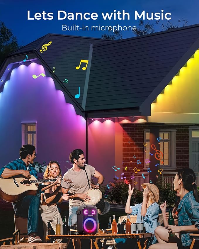 CINOTON Permanent Outdoor Lights Pro 200ft, Smart RGBCW Eaves Lights with 120 LEDs, IP67 Waterproof, 111 Scene Modes for Daily and Festival, Halloween Christmas Holiday Decor, APP/Voice/Remote Control