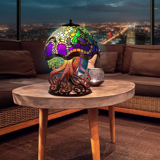 Mmoneyake 2023 Stained Plant Series Table Lamps, Vintage Table Lamps, Bedside Lamps, High Table Lamps Night Lights, Colorful Mushroom Lamps, Bedroom Table Lamps Decorative