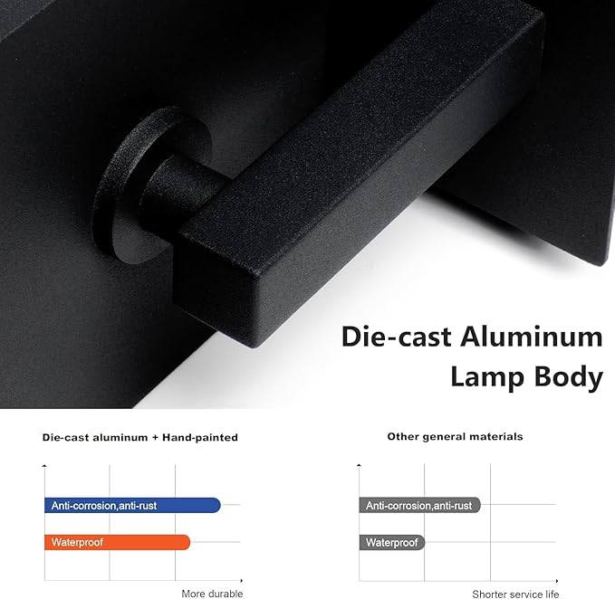 Modern Motion Sensor Outdoor Wall Light Sconce with Glass, 850LM LED, IP65 Waterproof Aluminum Lantern - Anti-Rust Exterior Lighting for Porch, Garage, Front Door, Patio,Black