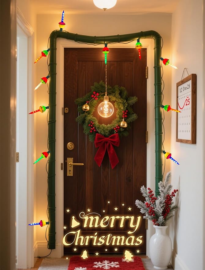 Vintage Christmas Bubble Lights, 7.5Ft Outdoor Colorful Christmas Decorations String Lights with 8 LED Twinkling Multicolor Bubble Lights for Christmas Tree Holiday Party Fireplace House Window Patio