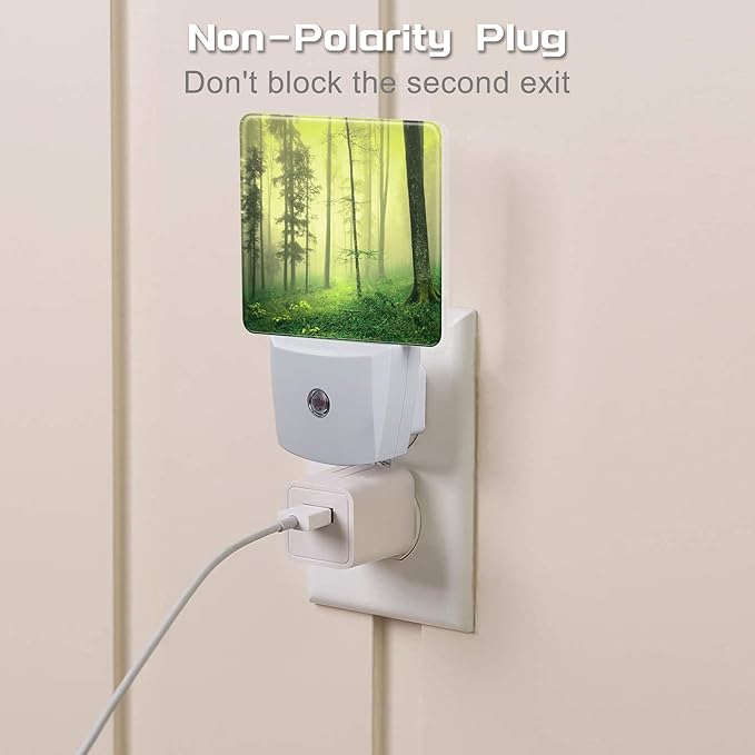 Misty Forest Night Light Plug into Wall, Magical Foggy Fairy Tale Forest Dusk to Dawn Night Light,0.5w Energy Saving Sleep Friendly Nightlights for Kids Boys Girls Home