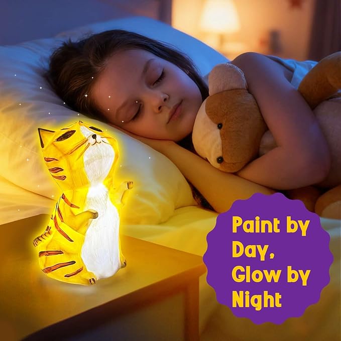 EPUMP Paint Your Own Rechargeable Easter Gifts Cat Lamp Kit with 8 Color Modes - Arts and Crafts for Kids Age 4-8, Art Supplies Birthday Gifts Creative Activities Toys for Boys Girls Ages 3-12