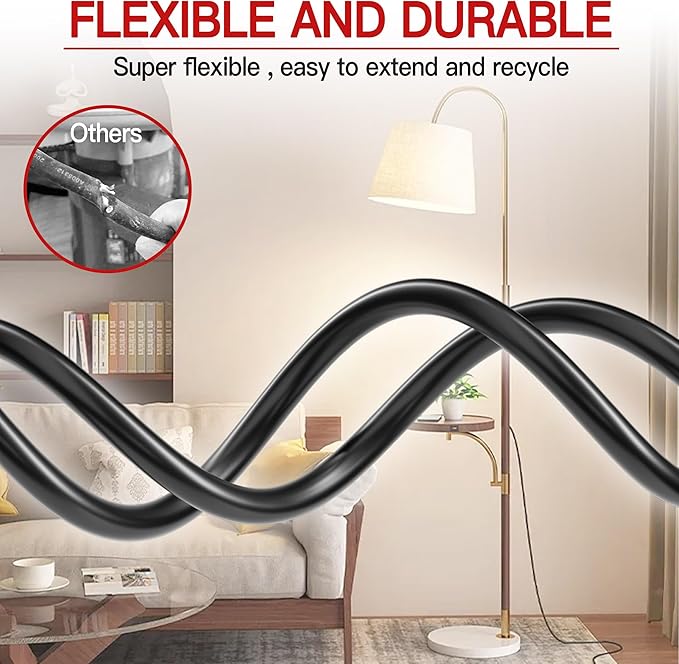 16/3 Short Extension Cord 6 FT 2 Pack, Black Extension Cord Flexible & Durable, Indoor 3 Prong Power Cable, Suitable for Home and Office, 13 Amp 1625 Watt 125VAC 16AWG, ETL Listed