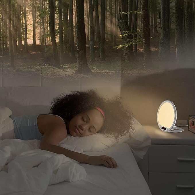 Light Therapy Lamp Sunrise Alarm Clock Wake up lamp 10000 lux UV-Free Sun lamp Bioclock Adjustment APP Control Portable No Built-in Lithium Battery