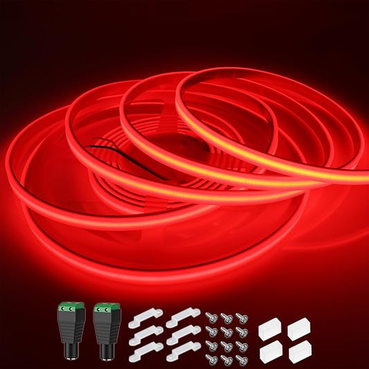 COB LED Strip Lights Red 480LEDs/m DC12V 16.4ft/5m Silicone Tube Waterproof IP67 Flexible LED Rope Lights for Outdoor Christmas Party Backlight DIY Decor