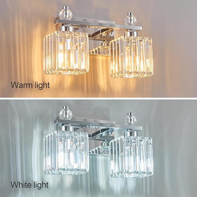 Chrome Bathroom Vanity Lights Crystal Vanity Light Bathroom Lighting Fixtures 2 Light Modern Vanity Lighting Fixtures