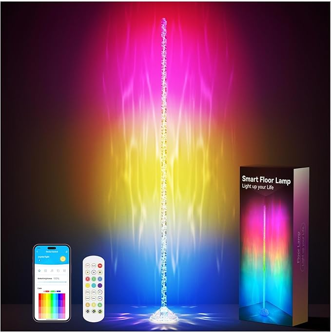 DAYBETTER Crystal Floor Lamp RGB+IC Corner Lamp with Magic Color, APP & Remote Control, 220 Lumens for Mood, NOT for Lighting, for Corner Decoration (Installation Requires Skill and Patience)