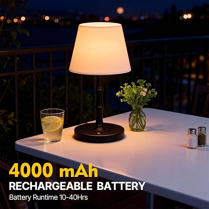 Waterproof Rechargeable Battery Driven Light, Suitable for Offices, bedrooms, Children's Sleep, courtyards, Camping, Restaurants and Other Places, LED Night Light (Black)