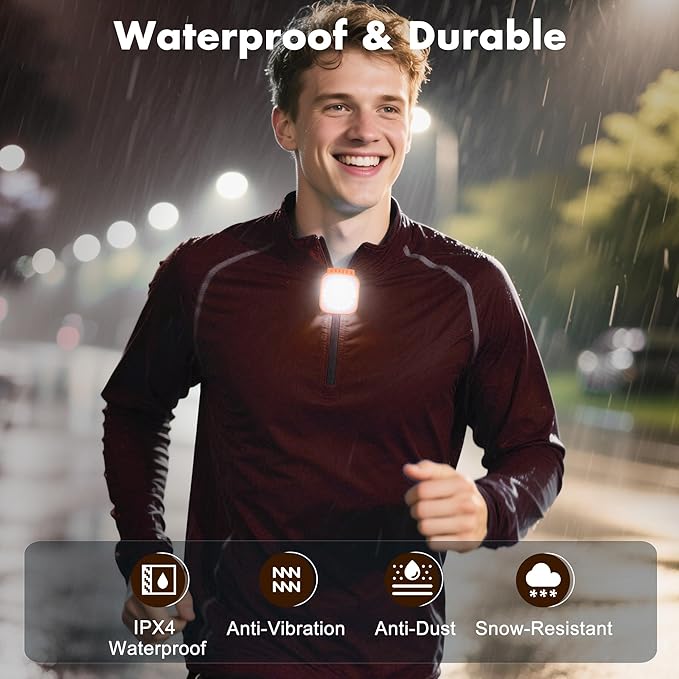 2 Pack Running Lights for Runners,4 Modes LED Rechargeable Clip On Flashlights,Walking Light Safety Dog Lights for Night Walking,Running Light for Fishing Biking Camping Hiking Gear