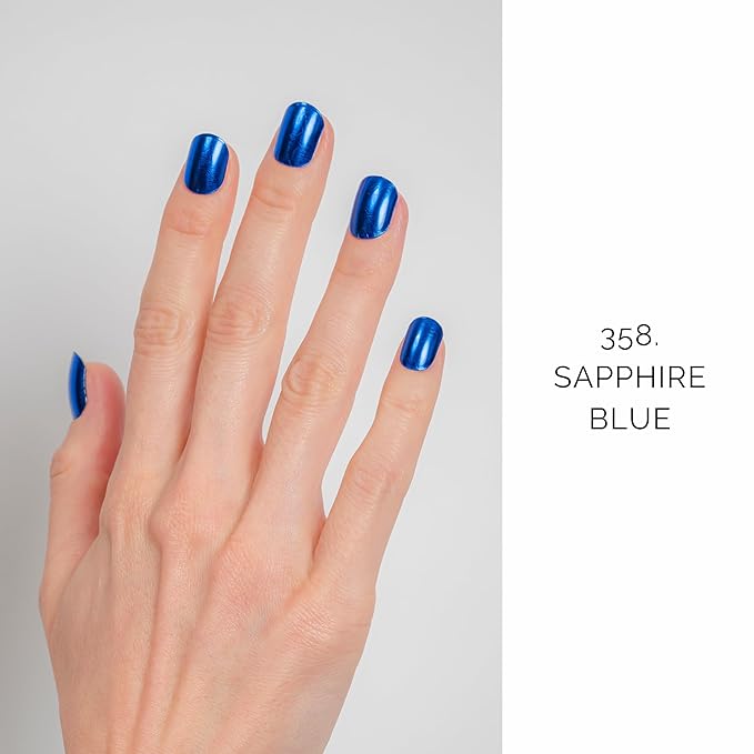 NAILOG Semi Cured Gel Nail Strips (20 Extra Long Stickers/Wraps) | Buy 2 Get 1 UV Lamp| Glossy & Long Lasting Soft Gel Finishing | Sapphire Blue