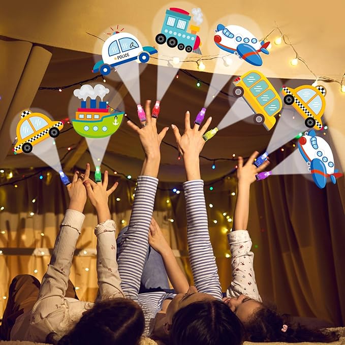 36PCS Transportation LED Finger Lights Traffic Party Favors Glow in the Dark Light Up Finger Lights Traffic Car Themed Toys Bulk for Birthday Party Goodie Bag Stuffer Birthday Gifts Classroom Prize