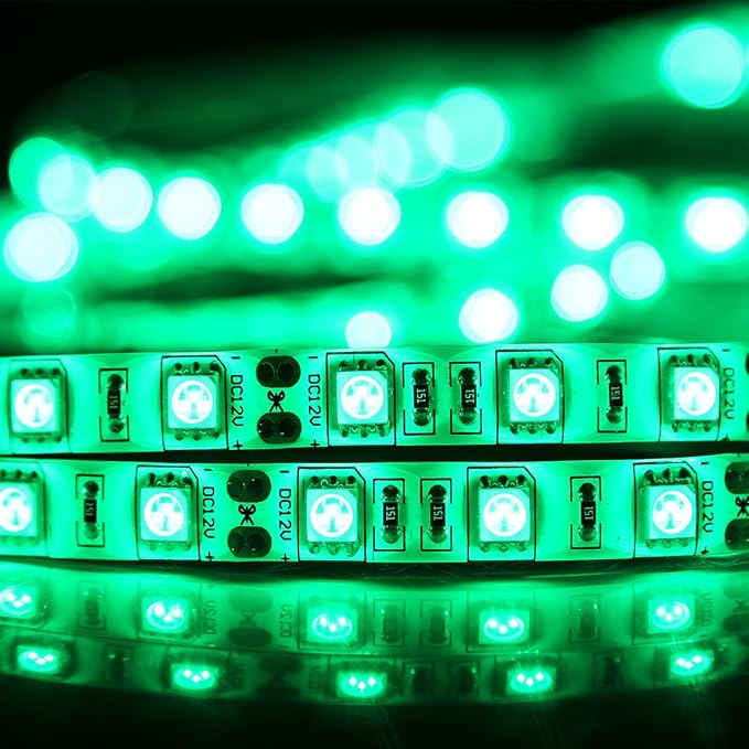 SUPERNIGHT 16.4FT LED Strip Light, Waterproof 12V 60W Green Rope Lights, 300 LEDs 5050 Tape Lights for Bedroom, Kitchen, Mirror, Home Decoration