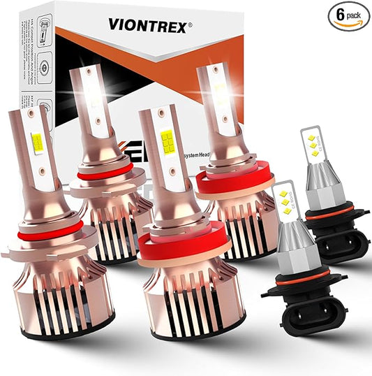 Fits for Dodge RAM 1500 2500 3500 Light Bulbs(2009-2018) Headlamp Bulbs Kit 6000K White 45000LM Brightness Upgrade Easy-Install Plug-n-Play 6-Pack