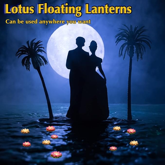 Hortsun 9 Pcs Floating Lotus Lights with Batteries Lily Pads Pool Flowers Floating Candles Decor Artificial Pond Plants Decorations for Pool Pond Outdoor Indoor (Pink,White,Purple,3.94/5.91 Inch)