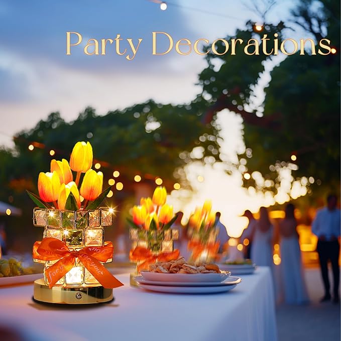 Gifts for Women – Tulip Flower LED Table Lamp, Cordless Touch Night Light, 3 Color Dimmable, Birthday Mother’s Day Valentine’s Christmas Gift for Mom, Wife, Girlfriend