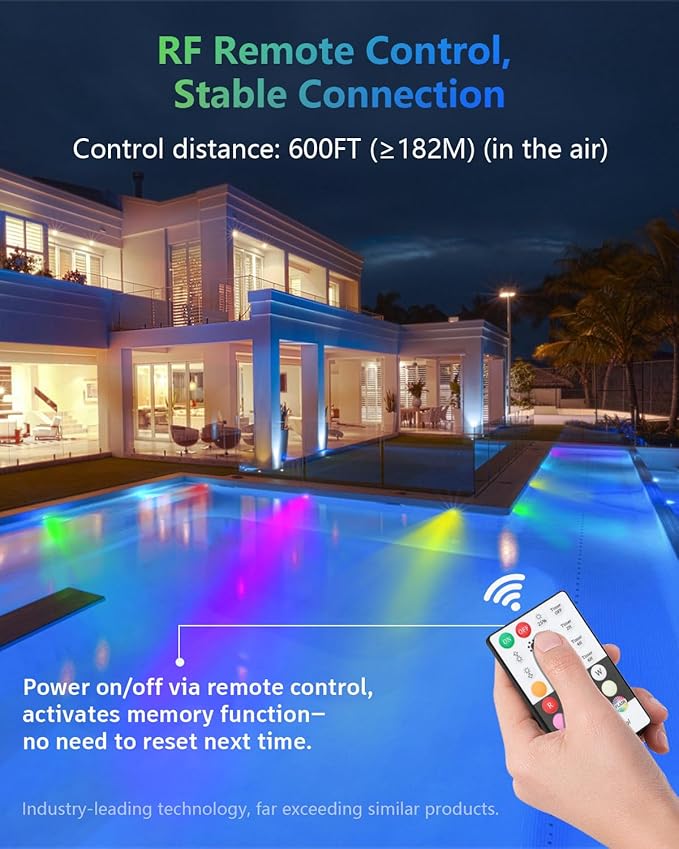 Vangue Premium Rechargeable Submersible Lights, 3 Lighting Modes LED Pool Lights for Inground Pool, IP68 Waterproof, Brightness Adjustable, Also Suitable for Hot Tubs, Showers, Ponds