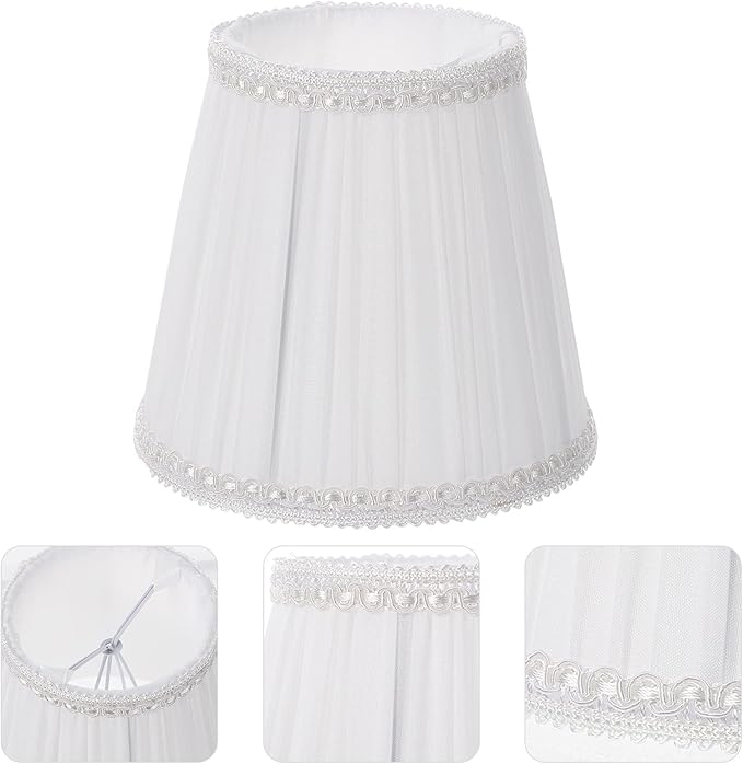 ARTIBETTER Cloth Bubble Clip-on Lamp Shade 5.12 Inch Pleated Fabric Lampshade Cover for Table Lamps Floor Lamps and Chandeliers Soft Diffused Lighting for Bedroom and Living Room Decor