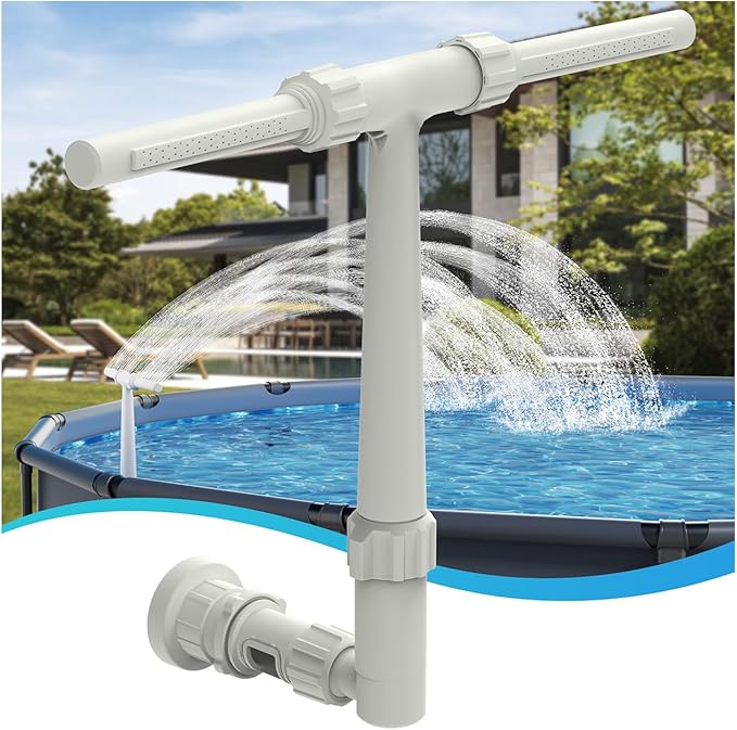 8-Spray Pool Fountain with 4-Layer Dual Streams – Adjustable Waterfall for Above/In-Ground Pools – Cools Water 15–30°F, Rainbow Effect – Fits 1¼″/1½″ Jets, Pool Accessories