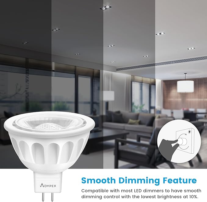10 Pack Dimmable MR16 LED Bulbs, 12V 5W(50-Watt Equivalent), 5000K Daylight White, GU5.3 Bi-Pin Base, 40-Degree, Indoor/Outdoor Landscape Spotlight Track Recessed Lighting