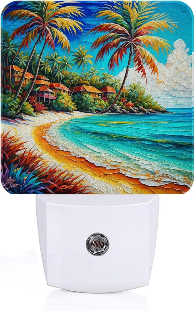 Seaside Town Night Light,Plug Into Wall Decor for Stairway,Hallway,Kitchen,Dusk to Dawn Sensor Nightlights for Boys/Girls/Women/Men Room Gifts