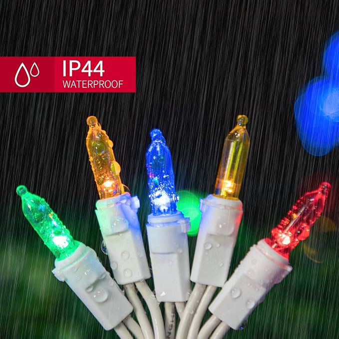 LAMPHOME 21.6ft 100 LED Easter String Lights, Plug-in Connectable Waterproof Outdoor Indoor Christmas Lights, White Wire Colorful Fairy Lights for Party Garden Decor