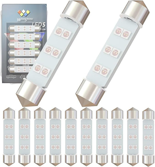 DC 12V 44mm 578 LED Bulb Pink Purple 211-2 561 562 Festoon LED Car Bulbs for Marine Boat RV Car Interior Map Trunk Lights (Pack 12)
