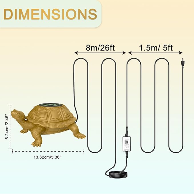Underwater LED Pond Light with 12V Transformer, 6W Turtle Fountain Light LED Underwater with APP, IP68 Waterproof Underwater Lights for Pond Fountain Waterfall Yard Water Feature, 1 SpotLights