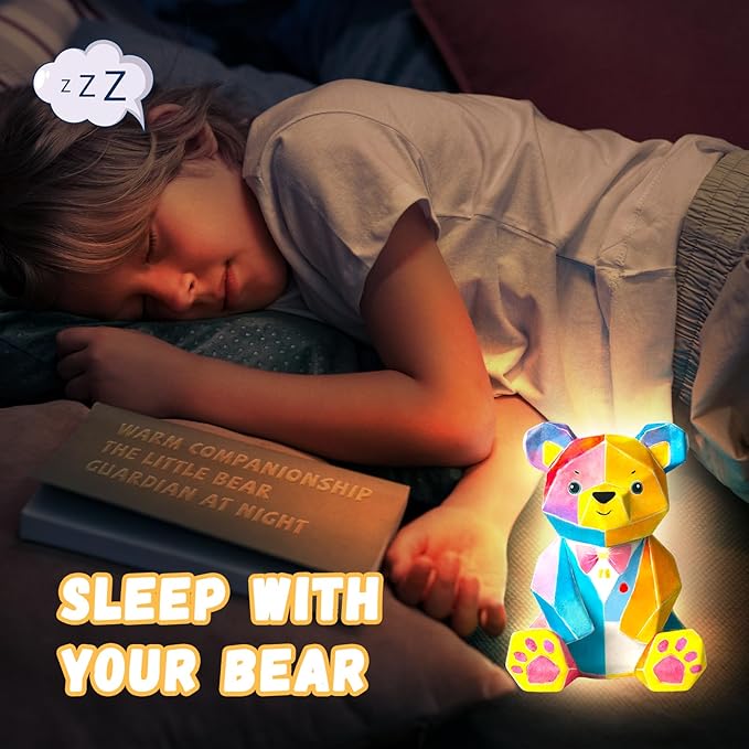 Paint Your Own Bear Lamp Kit, Arts and Crafts for Kids Ages 8-12, Arts and Crafts for Kids 4-6, Bear Gifts for 10 Year Old Girl, Art Supplies for Teens Girls Boys Birthday Ages 3 4 5 6 7 8 9 10 11 12+