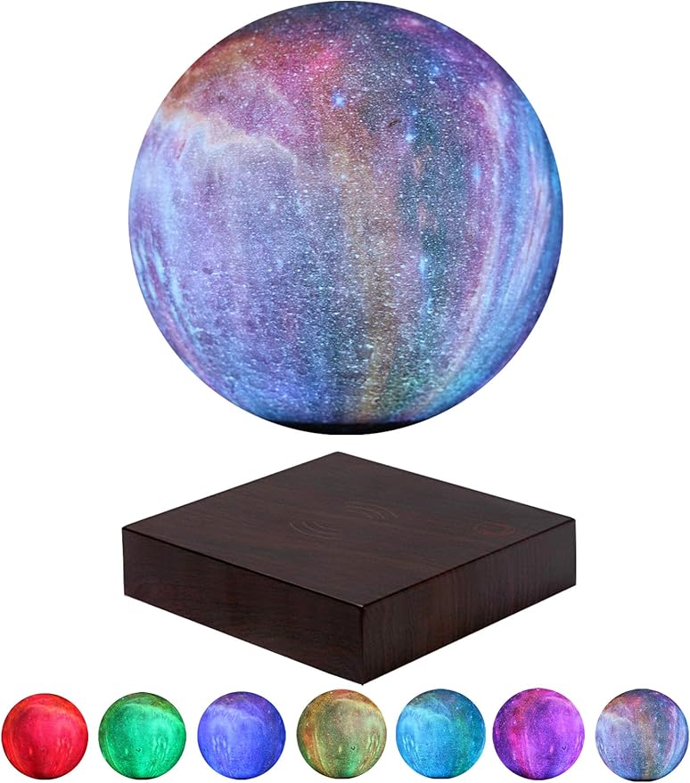 VGAzer Levitating Moon Lamp Floating and Spinning in Air Freely with Gradually Changing LED Lights,Decorative Light for Kids Lover Friends (Square Base)