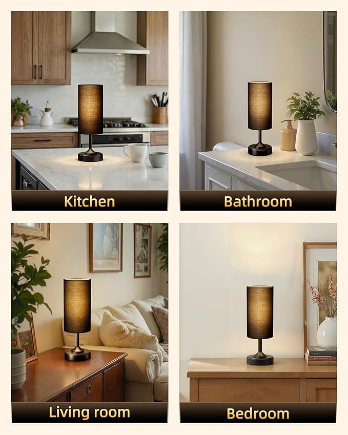 EZVALO Cordless Lamp, Ambient Light, Dimmable, 2700K, Timer, Touch Control, Portable, LED, Battery Operated, Rechargeable, Cordless, Desk Lamp, Kitchen Lamp, Fabric Shade, for Bedroom, Living Room