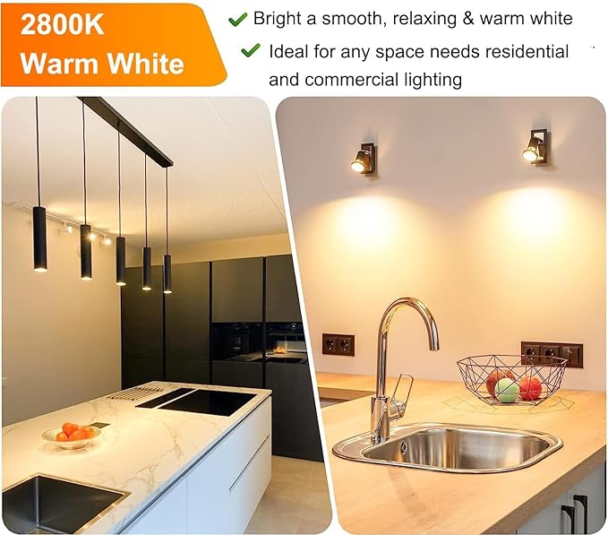 Vinaco Halogen GU10+C 120V 50W Long Lasting, Candle Warmer lamp Bulb 50 watt Warm White 2800K, Dimmable 50watt MR16 with Glass Cover for Track Lighting, Range Hood, Pack of 6