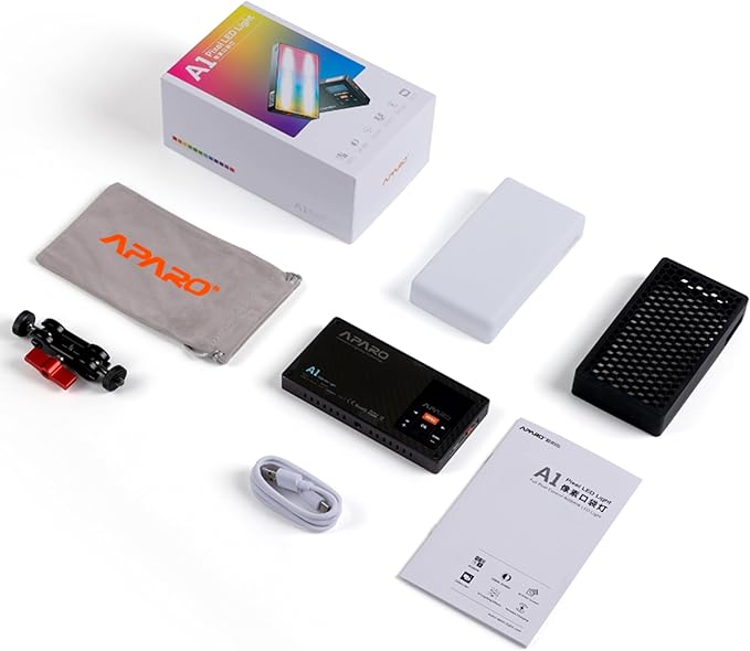 A1 Camera Lights,Portable RGB Video Lights Mini LED Panel Full Color Photography Lighting,10w 2000K-20000K Pixel-Mappable Light,Magnet Adsorption,Wireless Charging,36 Lighting Effects for Vlog