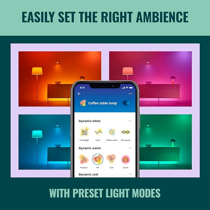 WiZ Connected LED Smart Light Bulbs, Sunset to Sunrise Automation + Motion Detection + Control with Voice or App, Full Color A19 60W 800LM E26 Indoor, Matter Compatible - 1 Pack