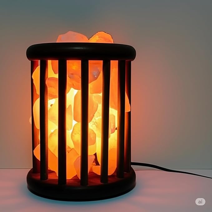 Himalayan Pink Salt Lamp Cage – 7"(D) × 8.5"(H) Heated Rock Lamp for Relaxation, Detox & Home Spa