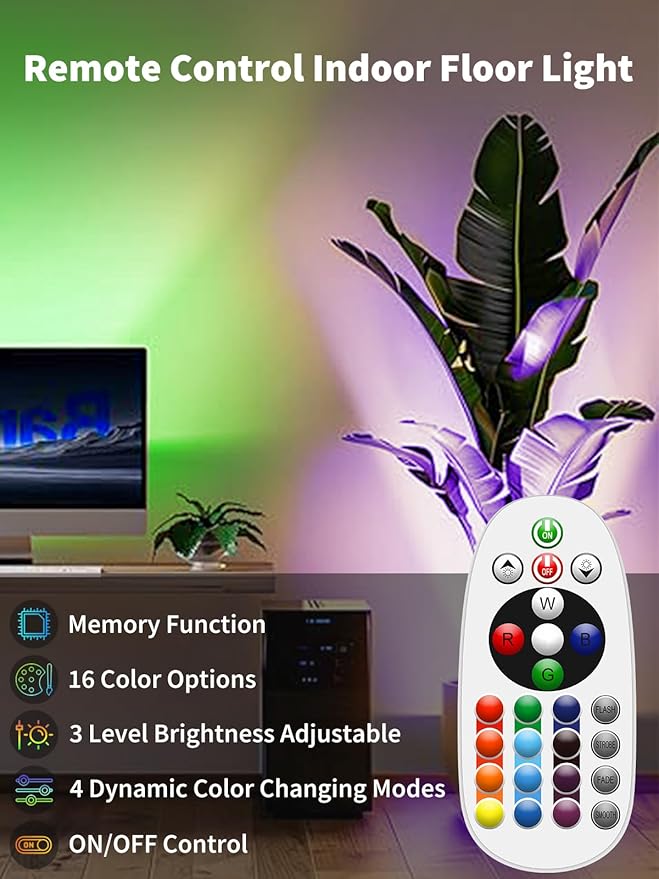 ZUCKEO Indoor Uplighting RGB Floor Can Light LED Spotlight Uplights, 5W Indoor Color Changing Spot Light GU10 Bulb Accent Up Lighting for Plant Corner Christmas, 5.25FT Plug in Cord & Switch, 1 Pack