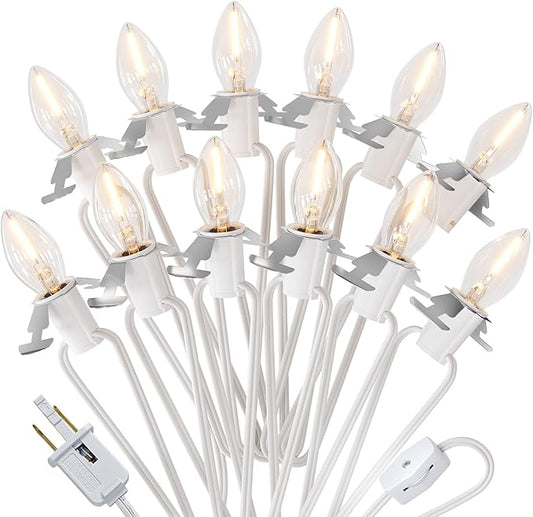 SURAIELEC 21 FT Christmas Village Lights, Accessory Cord with 12 LED Bulbs, C7 Snow Village Light Cord with Switch, Replacement Lights for Holiday Craft Decorations, UL Listed