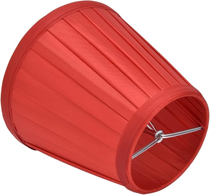Small Lamp Shades Set of 2, 3.6x5.6x5.1 Inches Pleated Fabric Sconce Lampshades Modern Clip On Chandelier Shades Cover for E14 Bulb, Table Lamps, Floor Lamps (Red)