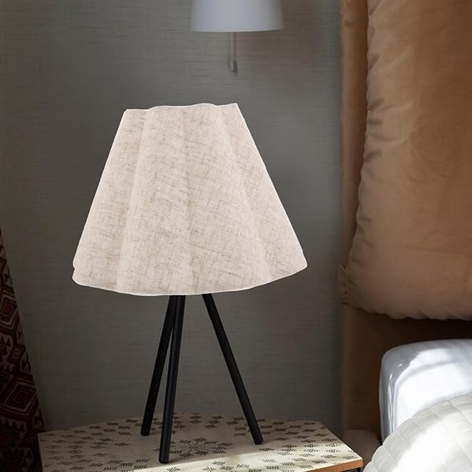 Homoyoyo Floor Lamp Shade: Linen Table Lamp Shade - Pleated Scalloped Lampshade - Decorative Fabric Light Cover Replacement For Bedside Floor Lighting Beige