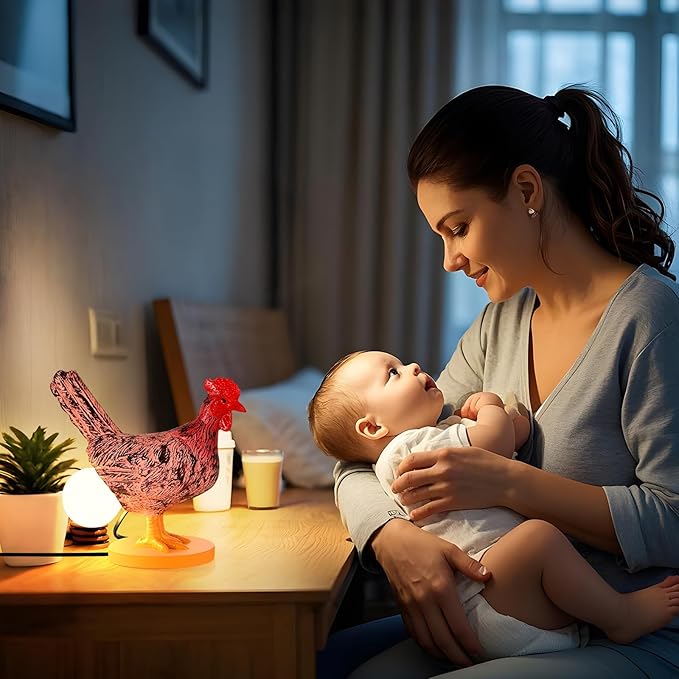 Chicken Egg Lamp, Funny Chicken Butt Night Light with Egg, Lifelike Rooster Lamp with Bulb, 3D Chicken Lights for Easter, Christmas, Birthdays Various Festivals Gift - Yellow