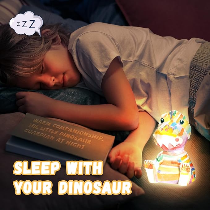 Paint Your Own Dinosaur Lamp Kit, DIY 3D Dinosaur Night Light, Art Supplies Arts and Crafts for Kids Ages 8-12, Creativity Painting Kit Toy for Girl Boy Birthday Gift Ages 3 4 5 6 7 8 9 10 11 12+