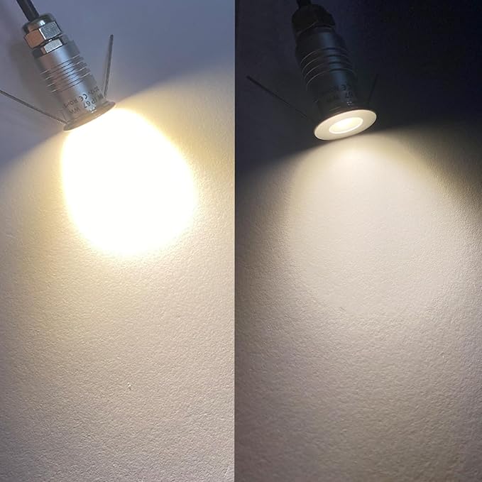 LED Mini In-Ground Starlight, 1W 12V DC Low Voltage Recessed Well Light, IP67 Waterproof, Buried Underground Marker Outdoor Landscape Lighting,Warm White 3000K (12V DC, 1 Pack)