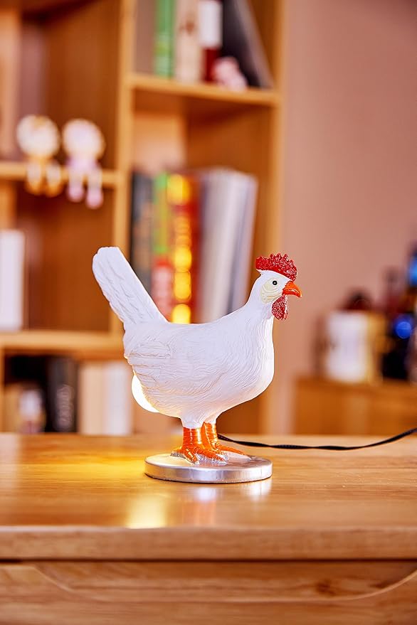 Chicken Lamp, 3D Resin Hen Laying Egg with Color Gift Box, Lifelike LED Egg, Funny Easter Christmas Birthday Gift