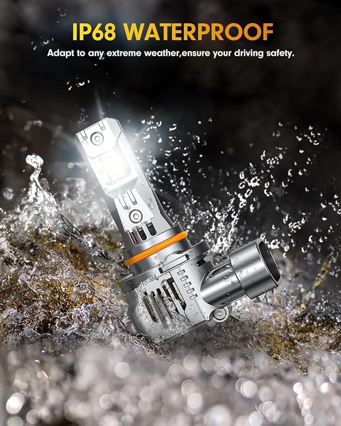 FAHREN Upgraded 9005 9006 bulbs combo, 140,000LM 12X Super Brightness HB3 HB4 Bulb,6500K Cool Wither 1:1 Mini Size Replacement, Plug and Play fog bulbs, Pack of 4